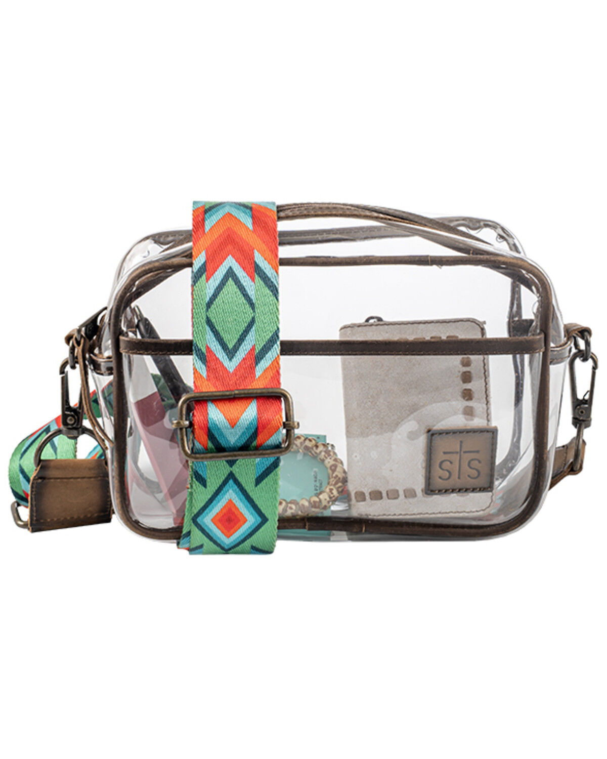 Image #3 - STS Ranchwear by Carroll Women's Lucy Clear Stadium Crossbody Bag, Brown, hi-res