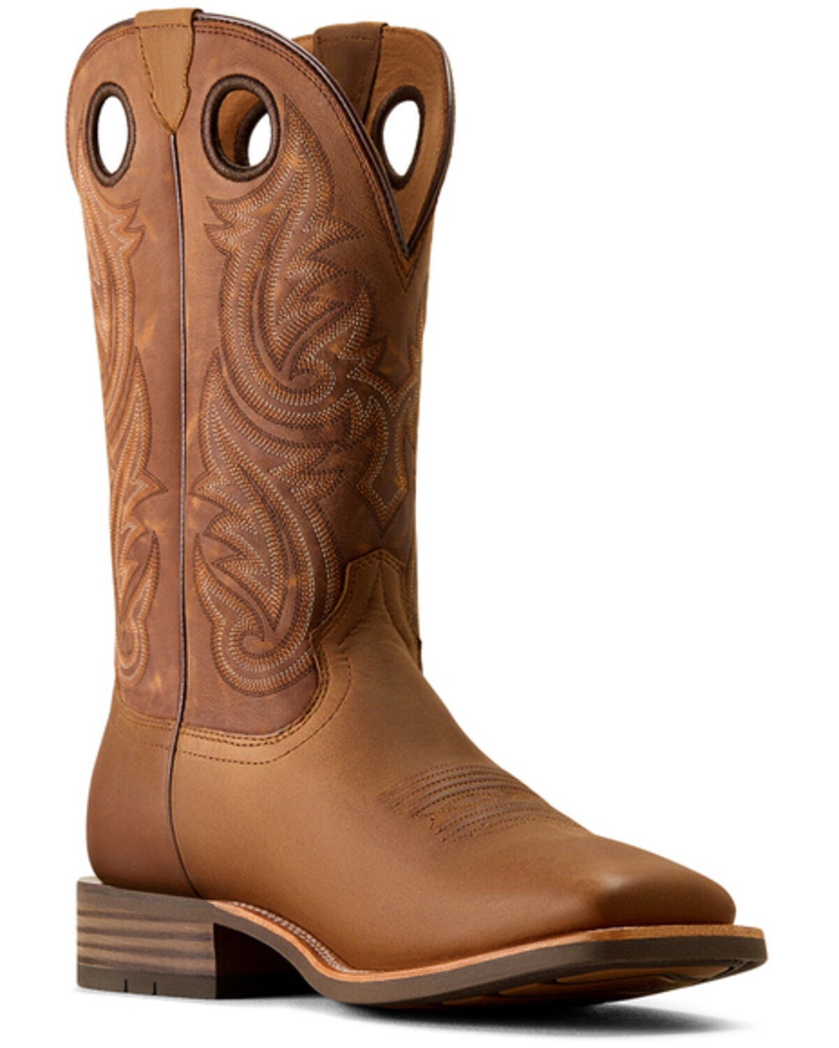 Ariat Men's Highland Toughstock Distressef Performance Western Boots - Broad Square Toe, Brown, hi-res