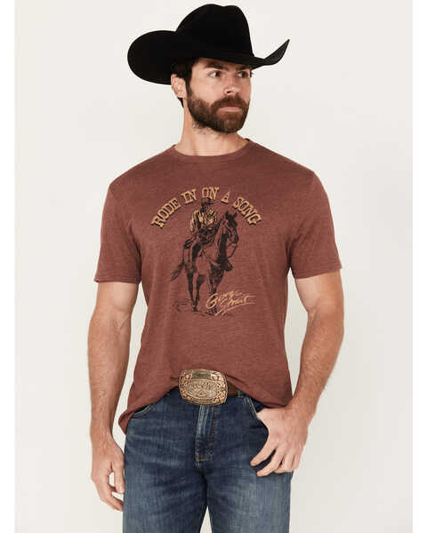 George Strait by Wrangler Men's Rode In On A Song Short Sleeve Graphic T-Shirt, Burgundy, hi-res