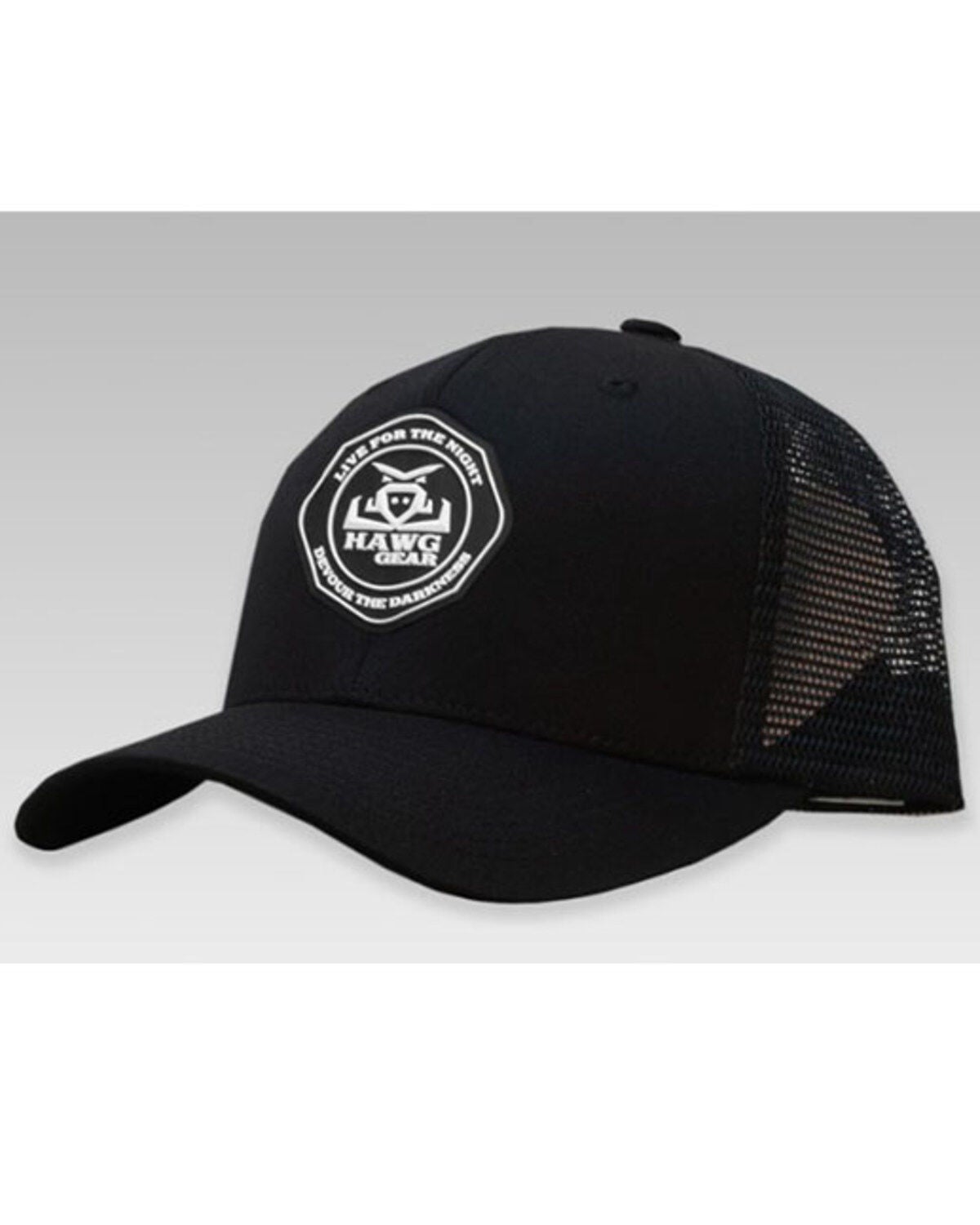 Image #1 - RopeSmart Men's Black Hawg Gear Rubber Logo Mesh-Back Trucker Cap, Black, hi-res