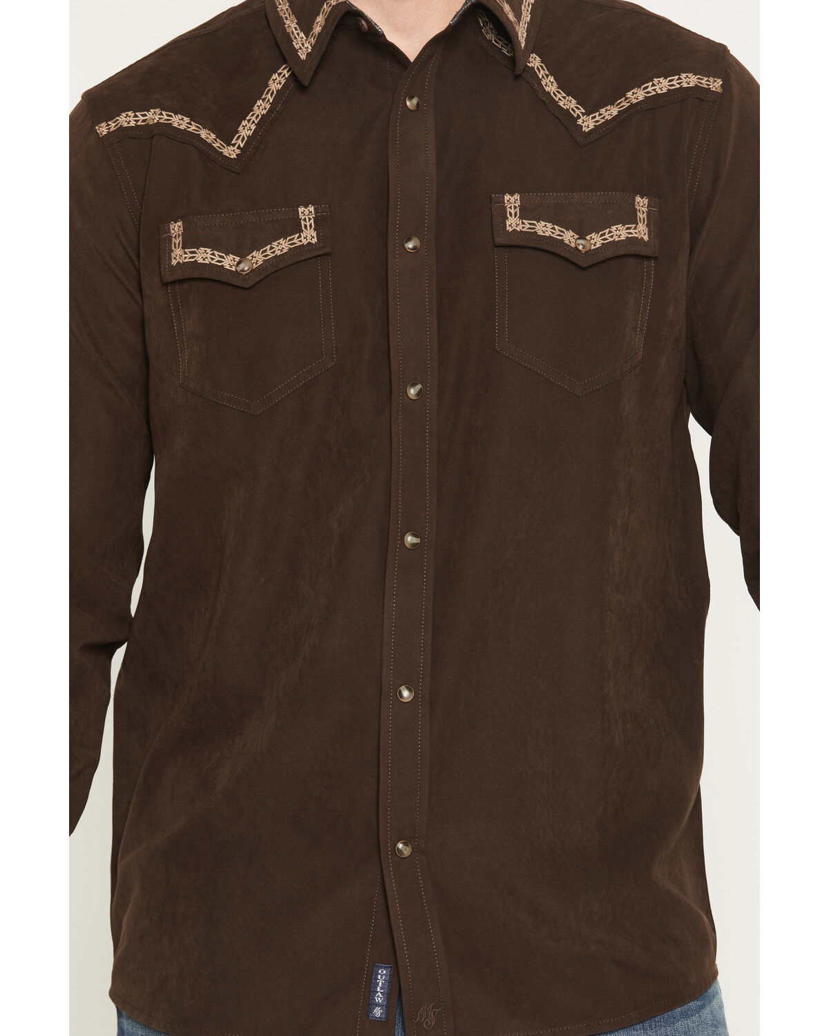 Image #3 - Moonshine Spirit Men's Front Stage Embroidered Solid Long Sleeve Snap Western Shirt, Dark Brown, hi-res