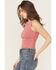 Image #2 - Cleo + Wolf Women's Crochet Stitched Rib Knit Tank Top, Dark Pink, hi-res
