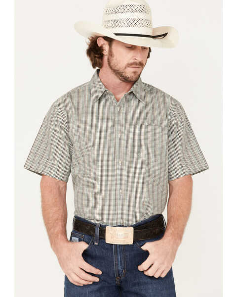 Gibson Men's Cedar Small Plaid Button-Down Western Shirt , Cream, hi-res
