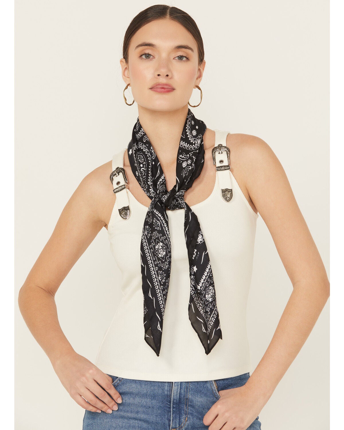 Idyllwind Women's Jennie Bandana Print Wild Rag, Black, hi-res