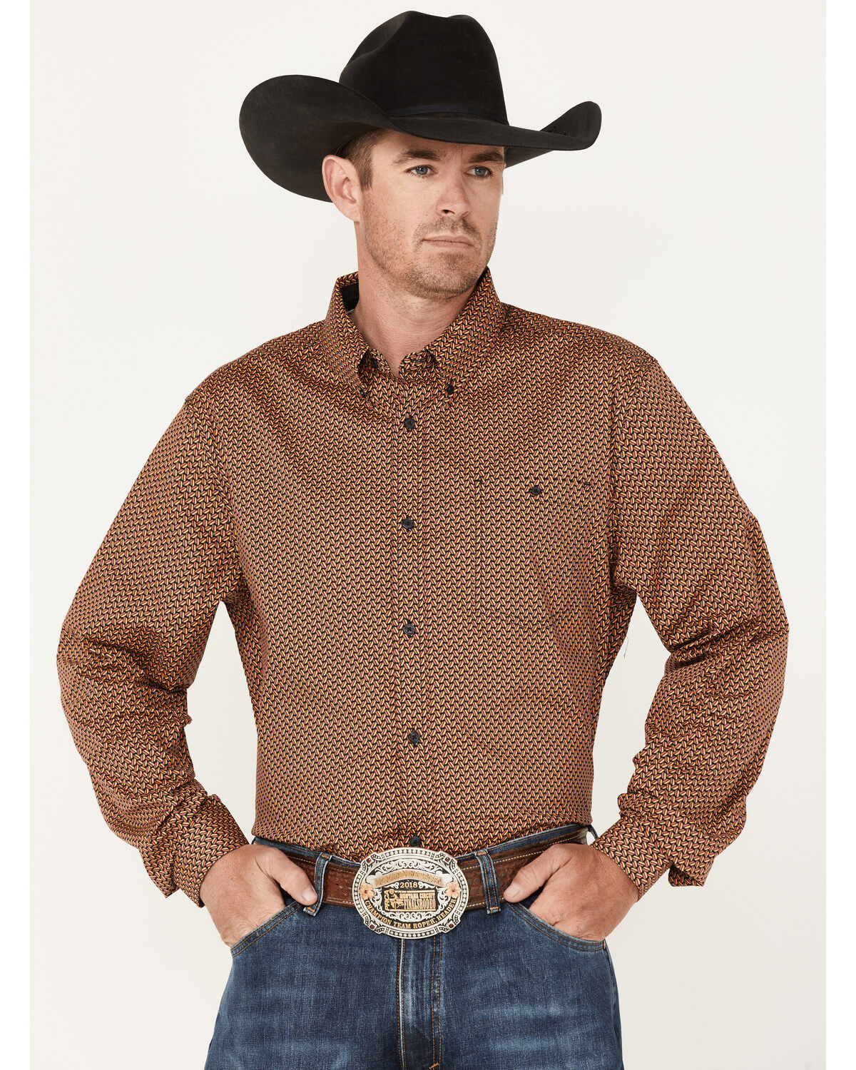 Image #1 - RANK 45® Men's Anvil Geo Print Button-Down Western Shirt, Multi, hi-res