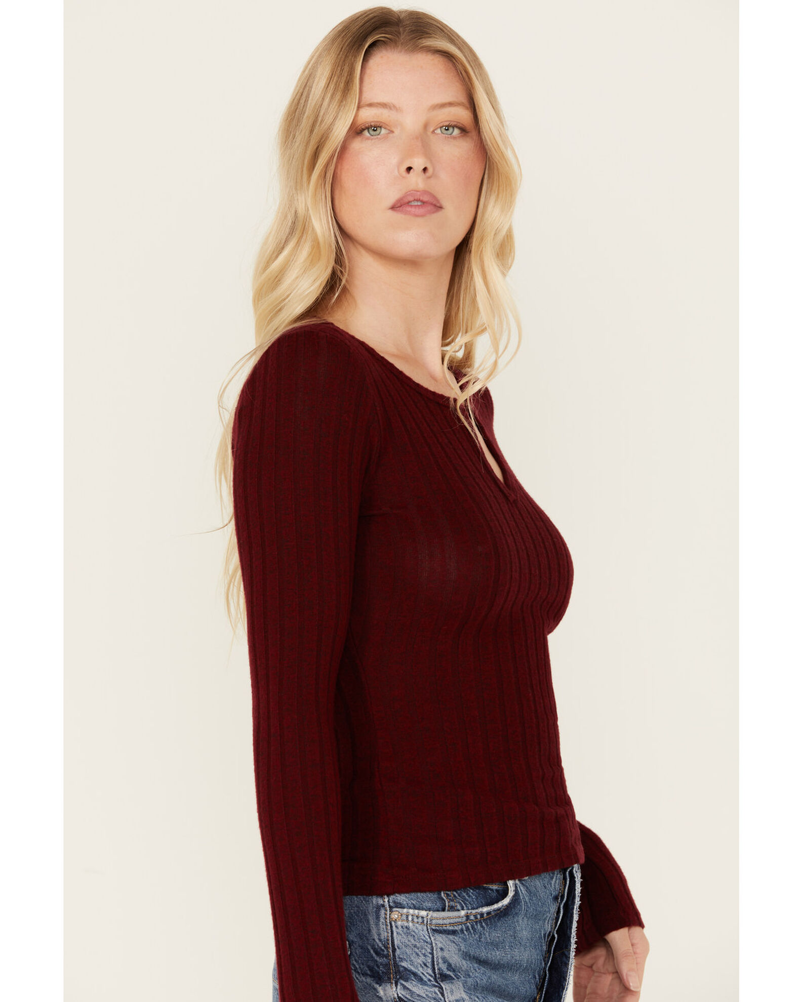 Panhandle Women's Wide Wale Rib Knit Long Sleeve Top | Mall of
