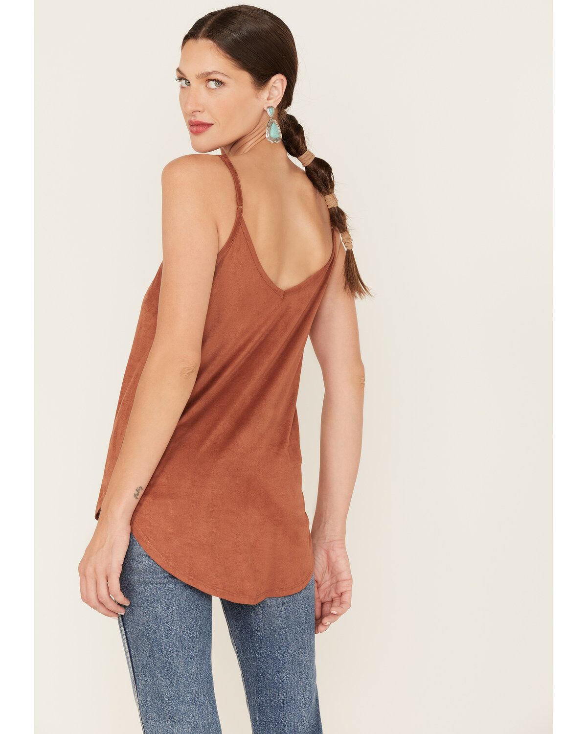 Image #4 - Shyanne Women's Faux Suede Latter Trim Cami, Brown, hi-res