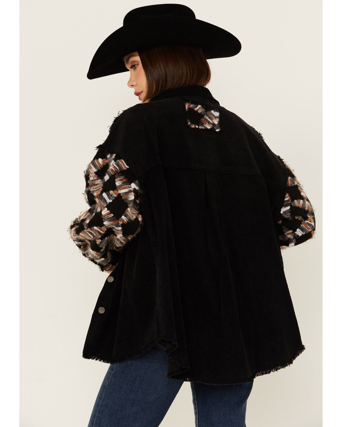 Image #4 - POL Women's Ribbon Detail Shacket, Black, hi-res
