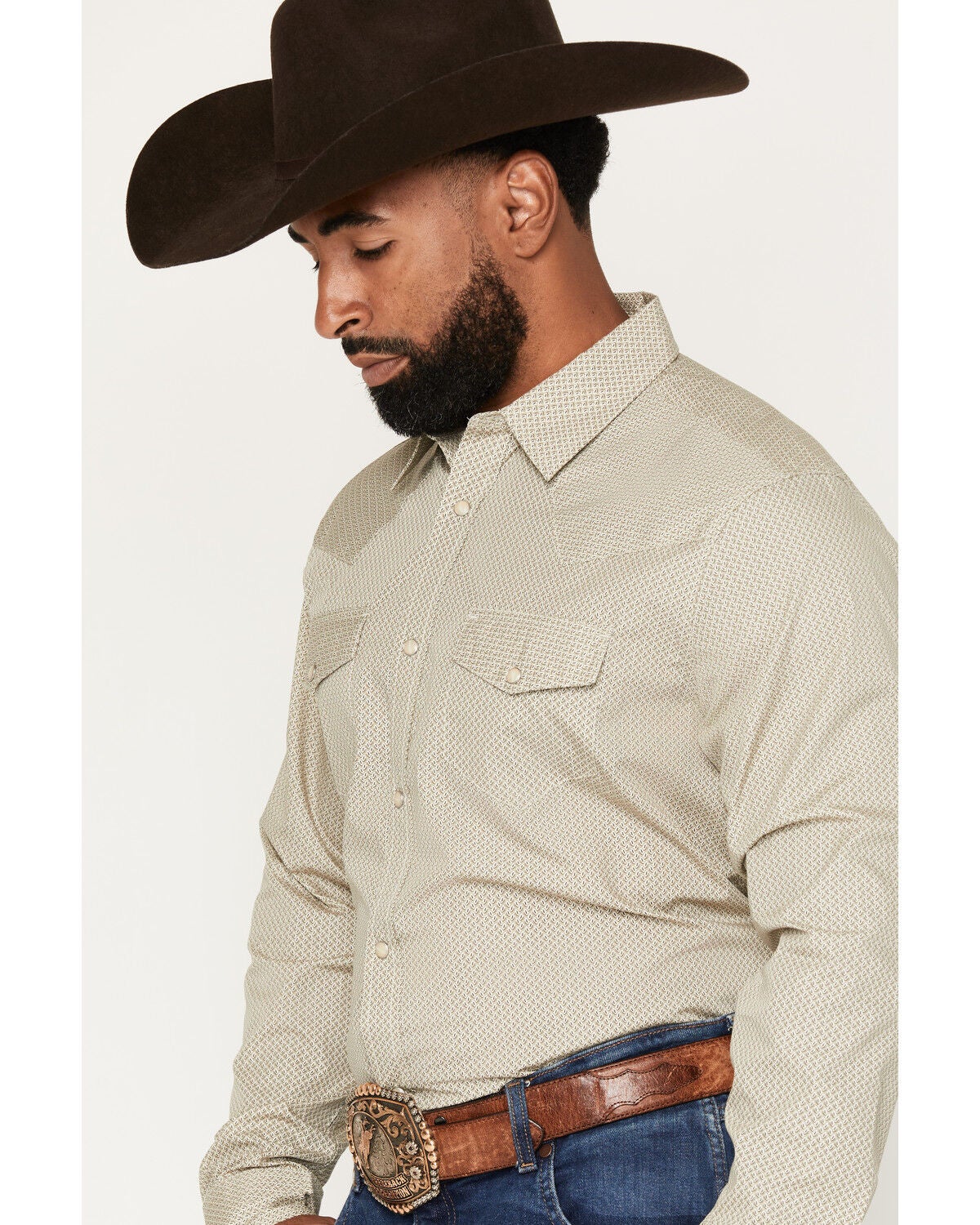 Image #2 - Gibson Trading Co Men's Mister Furley Geo Print Long Sleeve Snap Western Shirt - Tall, Cream, hi-res