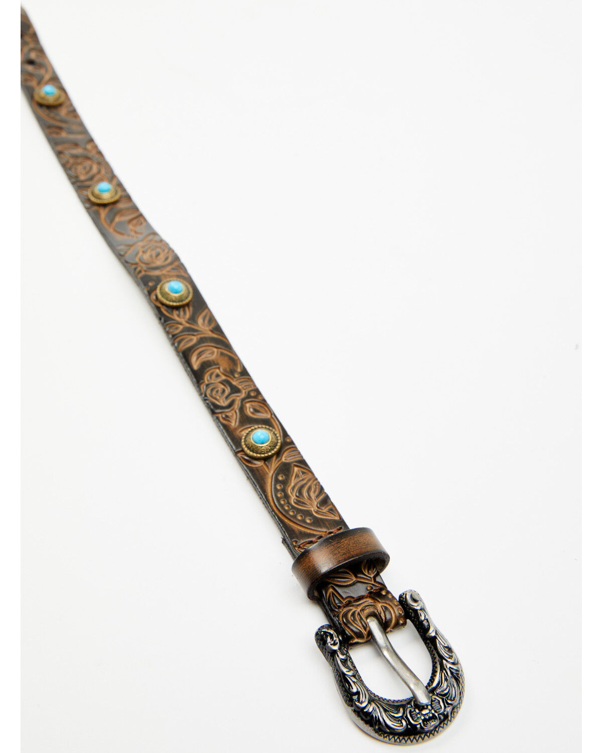 Image #3 - Boot Barn Women's Concho Tooled Strap Boot Jewelry, Brown, hi-res