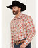 Image #2 - Wrangler Retro Men's Plaid Print Long Sleeve Snap Western Shirt, Orange, hi-res