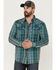 Image #1 - Moonshine Spirit Men's Marble Crackle Plaid Long Sleeve Snap Western Shirt, Navy, hi-res