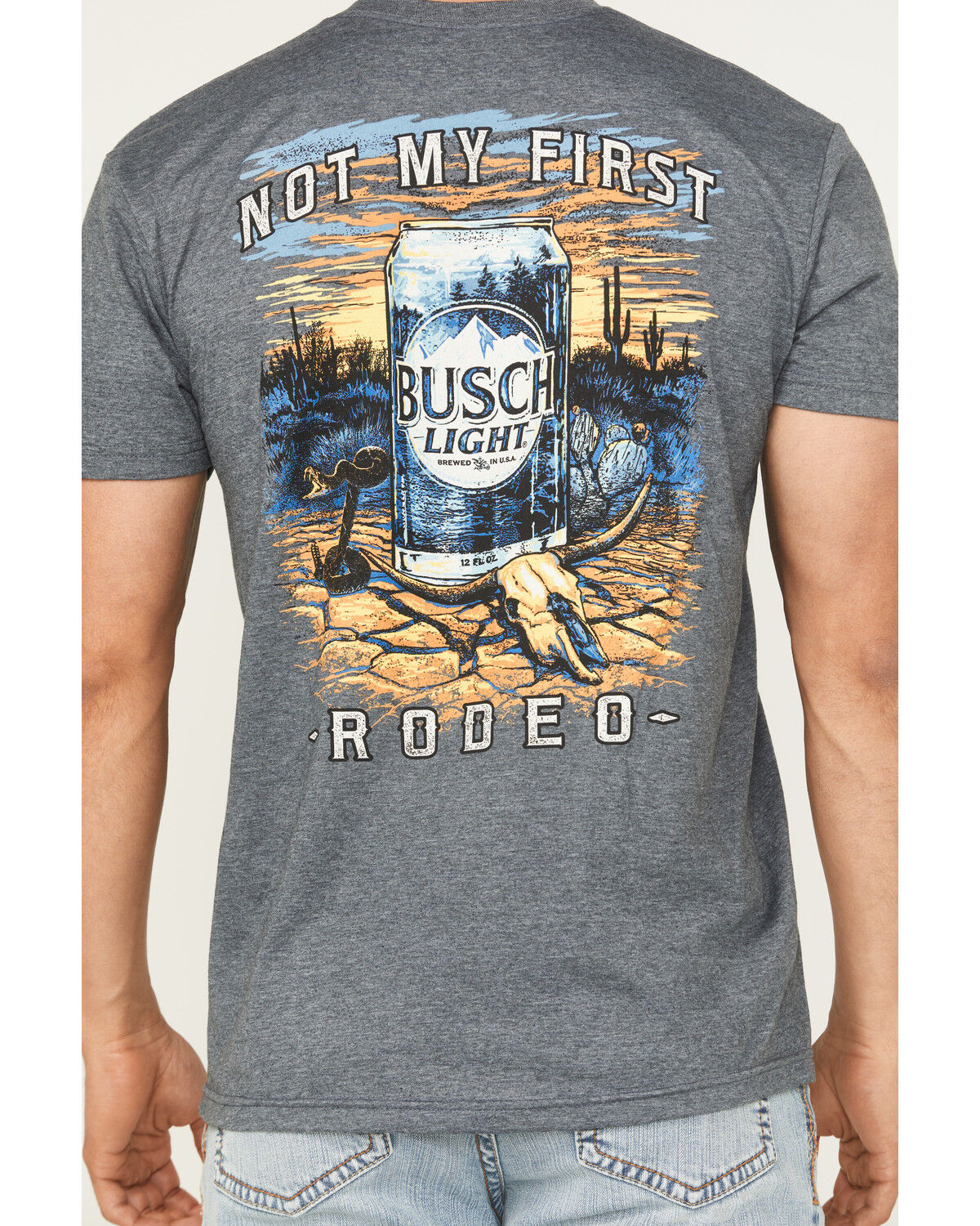 Image #3 - Buckwear Men's Busch Desert Beer Short Sleeve Graphic T-Shirt, Dark Grey, hi-res