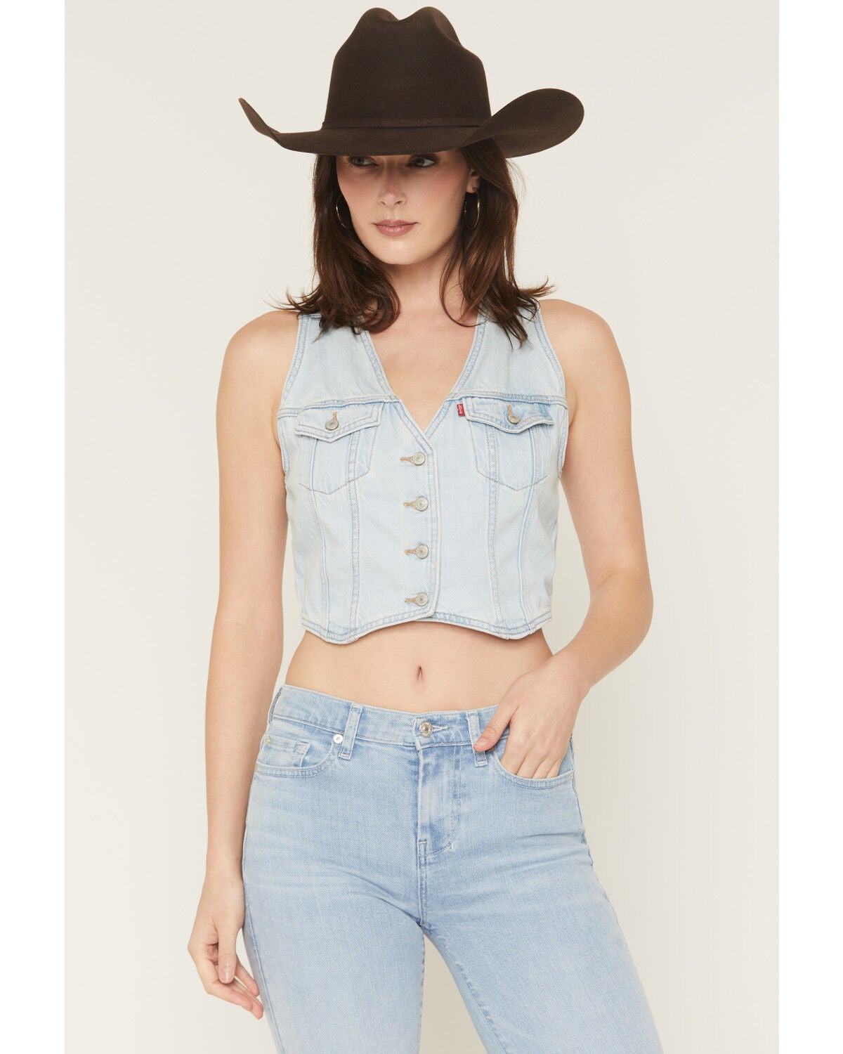 Image #1 - Levi's Women's Light Wash Denim Racer Vest, Light Wash, hi-res