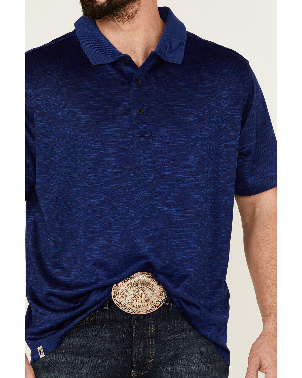 Image #3 - RANK 45® Men's Elite Stripe Short Sleeve Performance Polo Shirt, Blue, hi-res