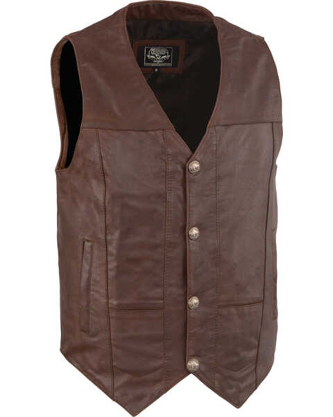 Milwaukee Leather Men's Western Plain Side Vest, Brown, hi-res