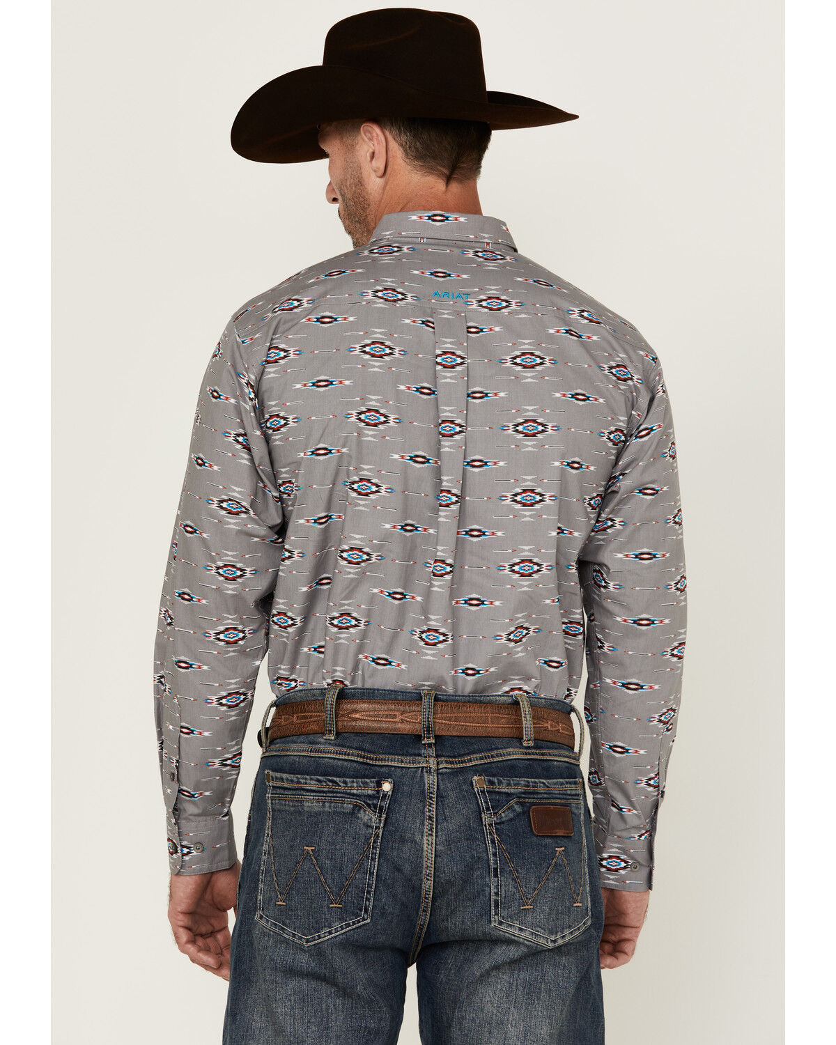 Image #4 - Ariat Men's Jarrod Southwestern Print Long Sleeve Button-Down Western Shirt - Big, Grey, hi-res