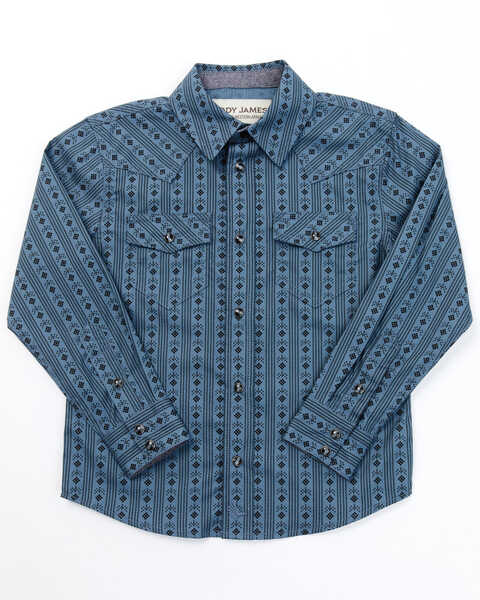 Cody James Toddler Boys' Cowboy Long Sleeve Snap Western Shirt, Steel Blue, hi-res