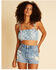 Image #1 - Billabong x Wrangler Women's High Rise Medium Wash Floral Showdown Patchwork Cut-Off Denim Shorts, , hi-res