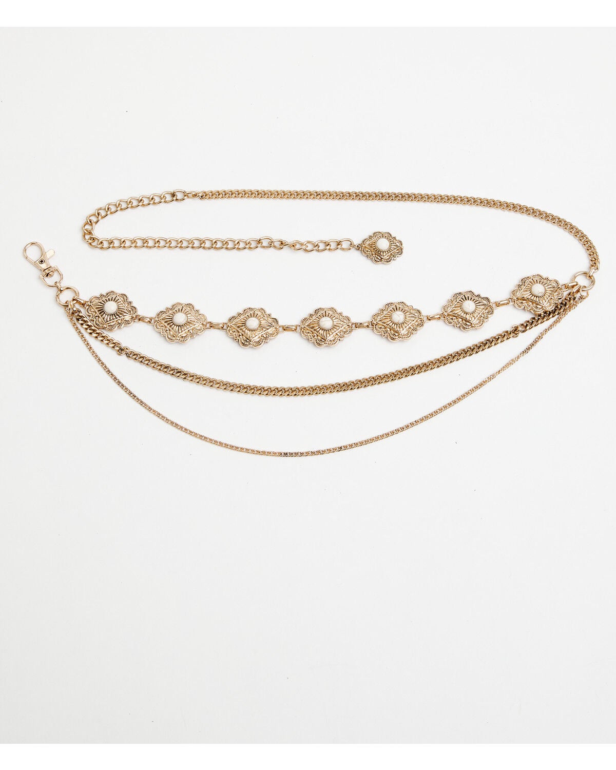 Image #3 - Shyanne Women's Southwestern Concho Layered Chain Belt, Gold, hi-res