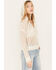 Image #2 - Cleo + Wolf Women's Blythe Deep V Weave Hooded Pullover, Cream, hi-res