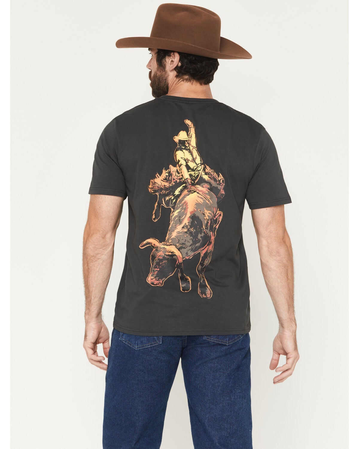 Wrangler Men's Neon Cowboy Short Sleeve Graphic T-Shirt, Black, hi-res