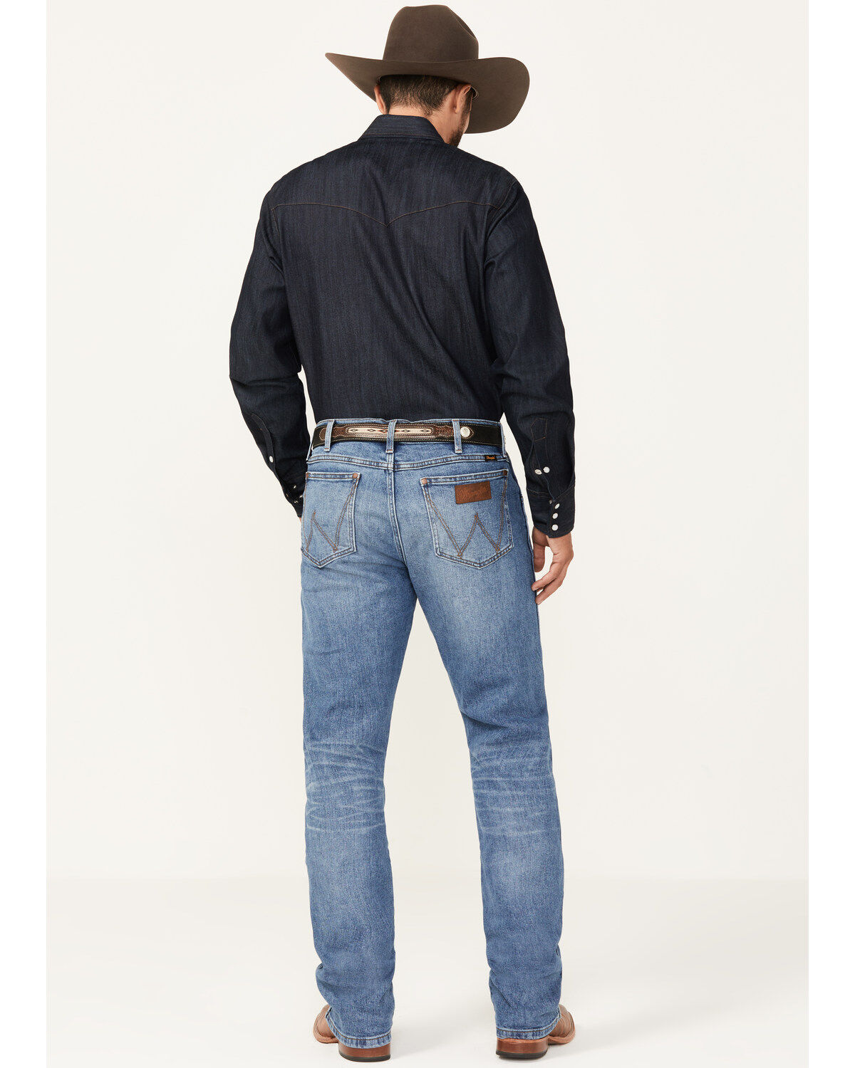 Image #4 - Wrangler Retro Men's Kresby Medium Wash Slim Bootcut Stretch Premium Green Jeans, Medium Wash, hi-res