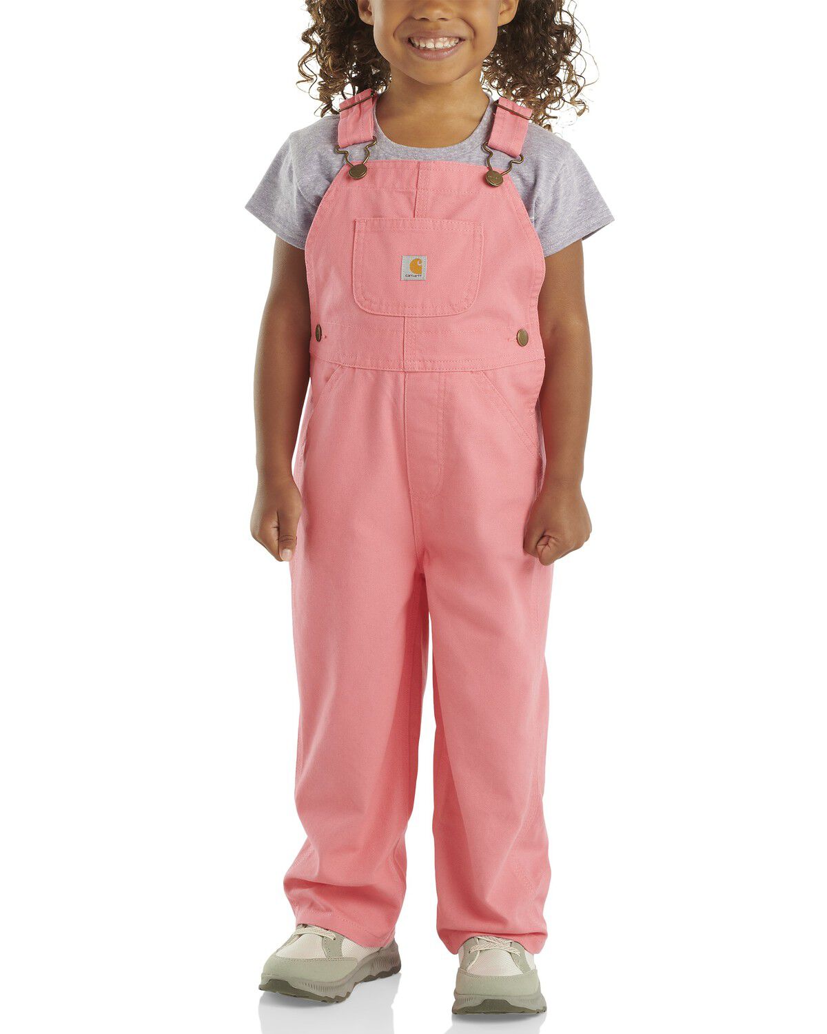 Carhartt Toddler Girls' Loose Fit Canvas Bib Overalls, Pink, hi-res