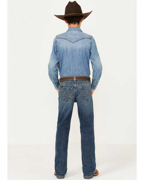 Image #3 - Ariat Boys' B4 Graysill Bootcut Nelson Stretch Jeans, Medium Blue, hi-res