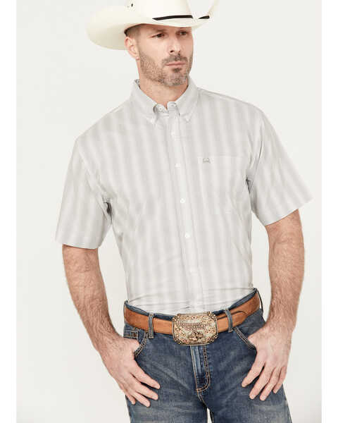 Cinch Men's ARENAFLEX Short Sleeve Button Down Western Shirt, White, hi-res