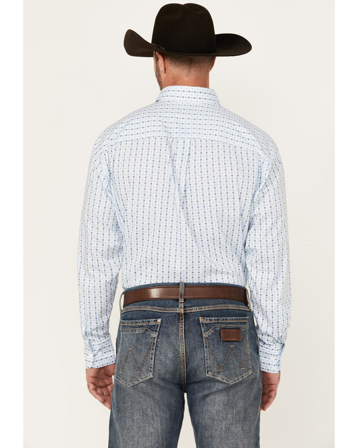 Image #4 - George Strait by Wrangler Men's Geo Print Long Sleeve Button-Down Stretch Western Shirt, White, hi-res