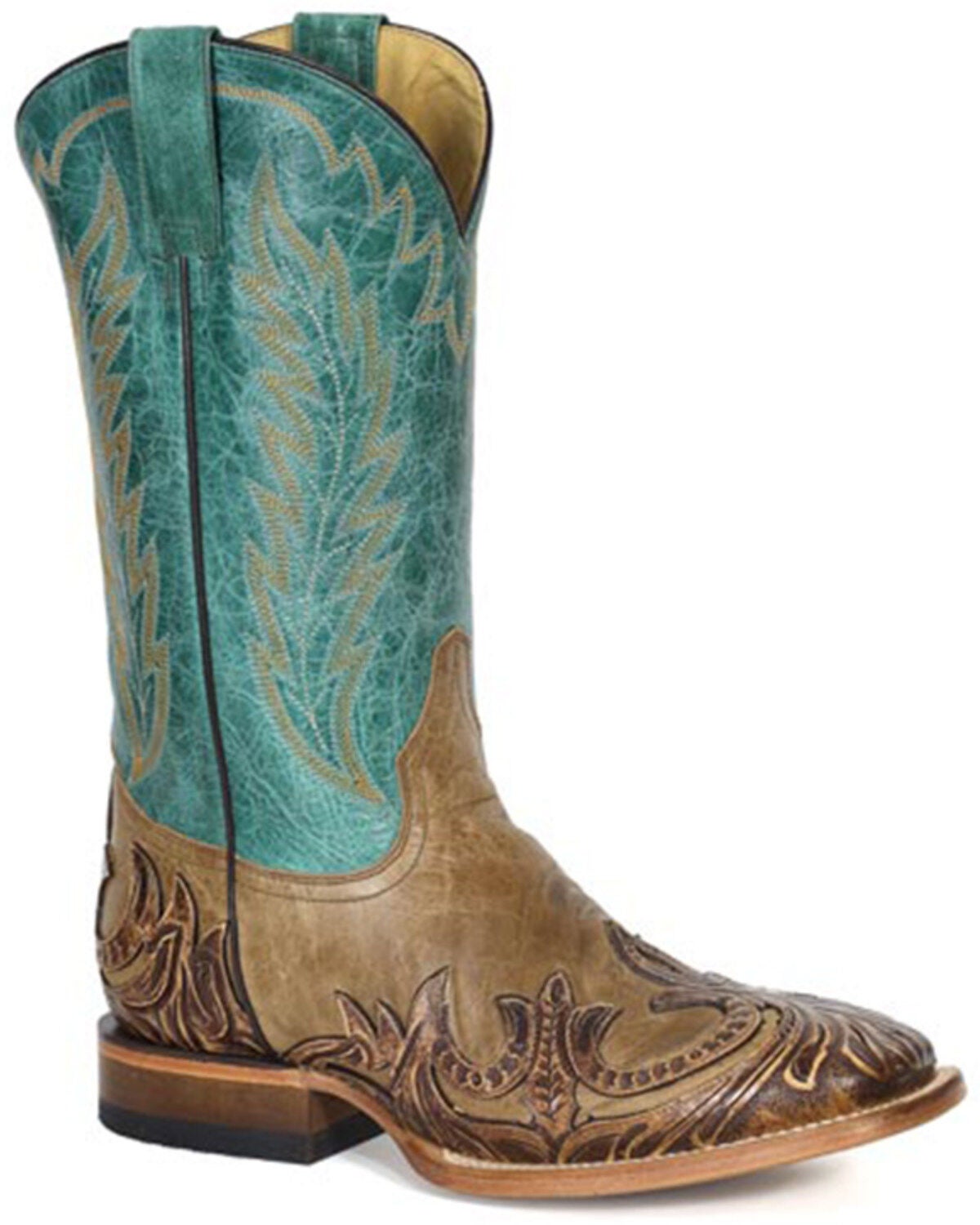 Stetson Men's Judson Western Boots - Broad Square Toe, Brown, hi-res