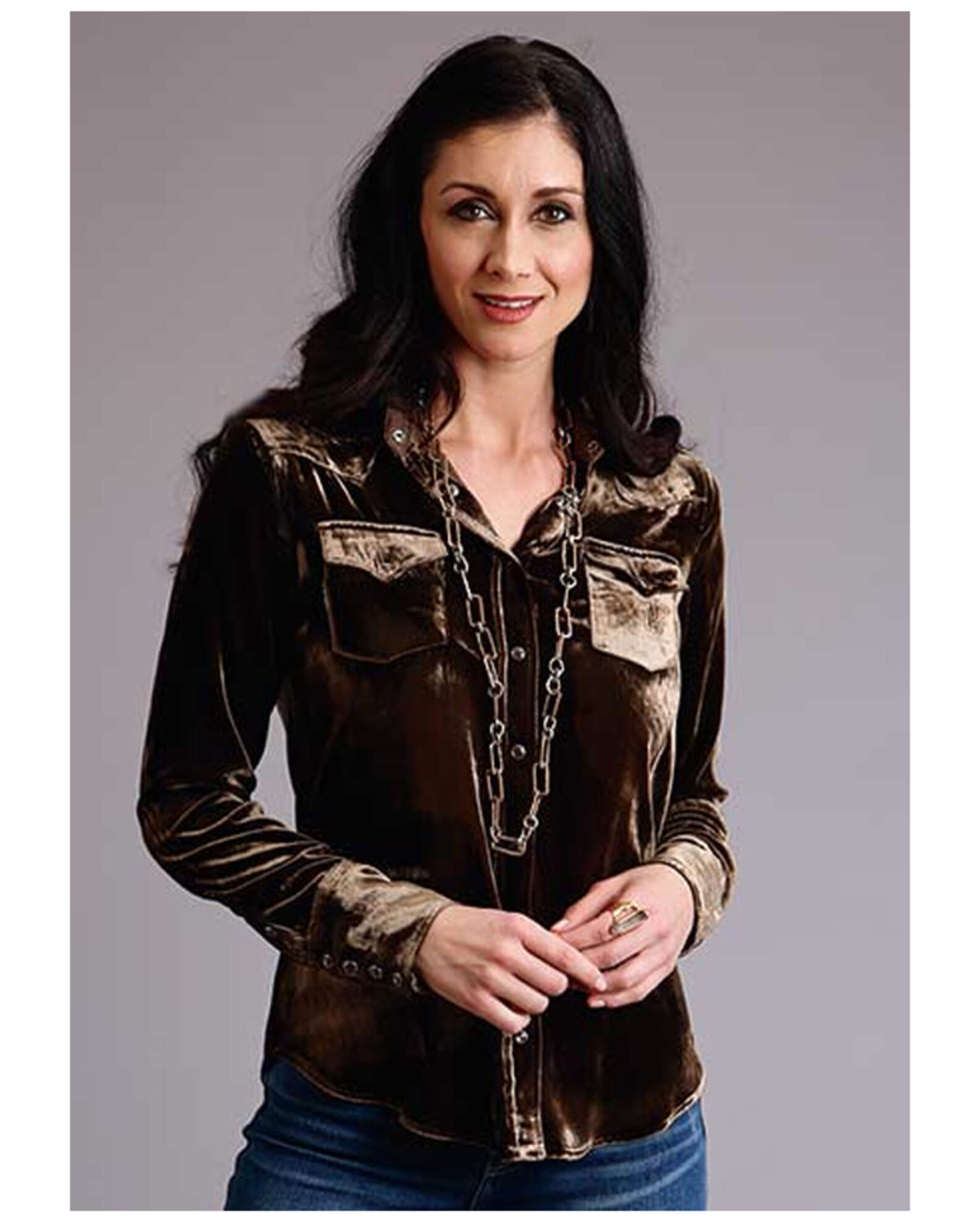 Stetson Women's Velvet Long Sleeve Snap Western Shirt