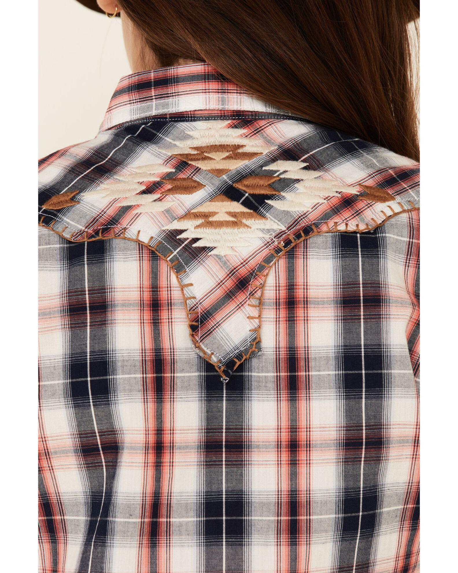 Image #3 - Ariat Girls' R.E.A.L Dynamic Plaid Print Southwestern Yoke Long Sleeve Western Shirt, Multi, hi-res