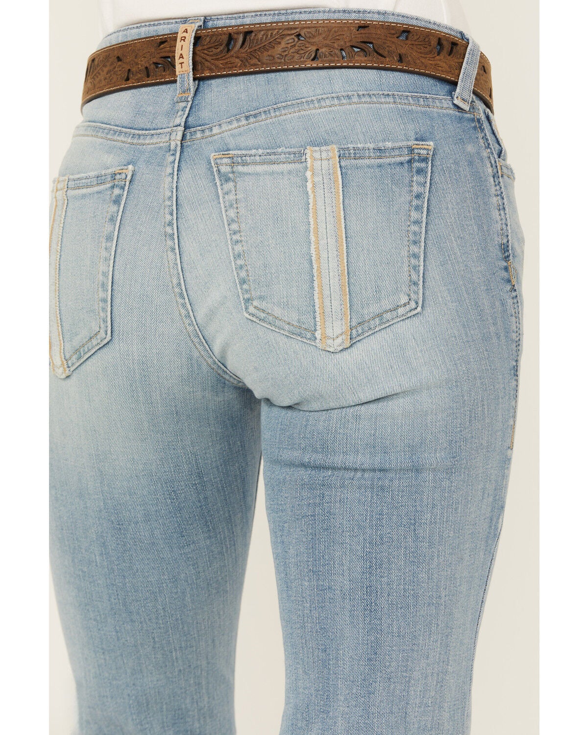 Image #2 - Ariat Women's Nia Light Wash Perfect Rise Slim Trouser Stretch Denim Jeans, Light Wash, hi-res