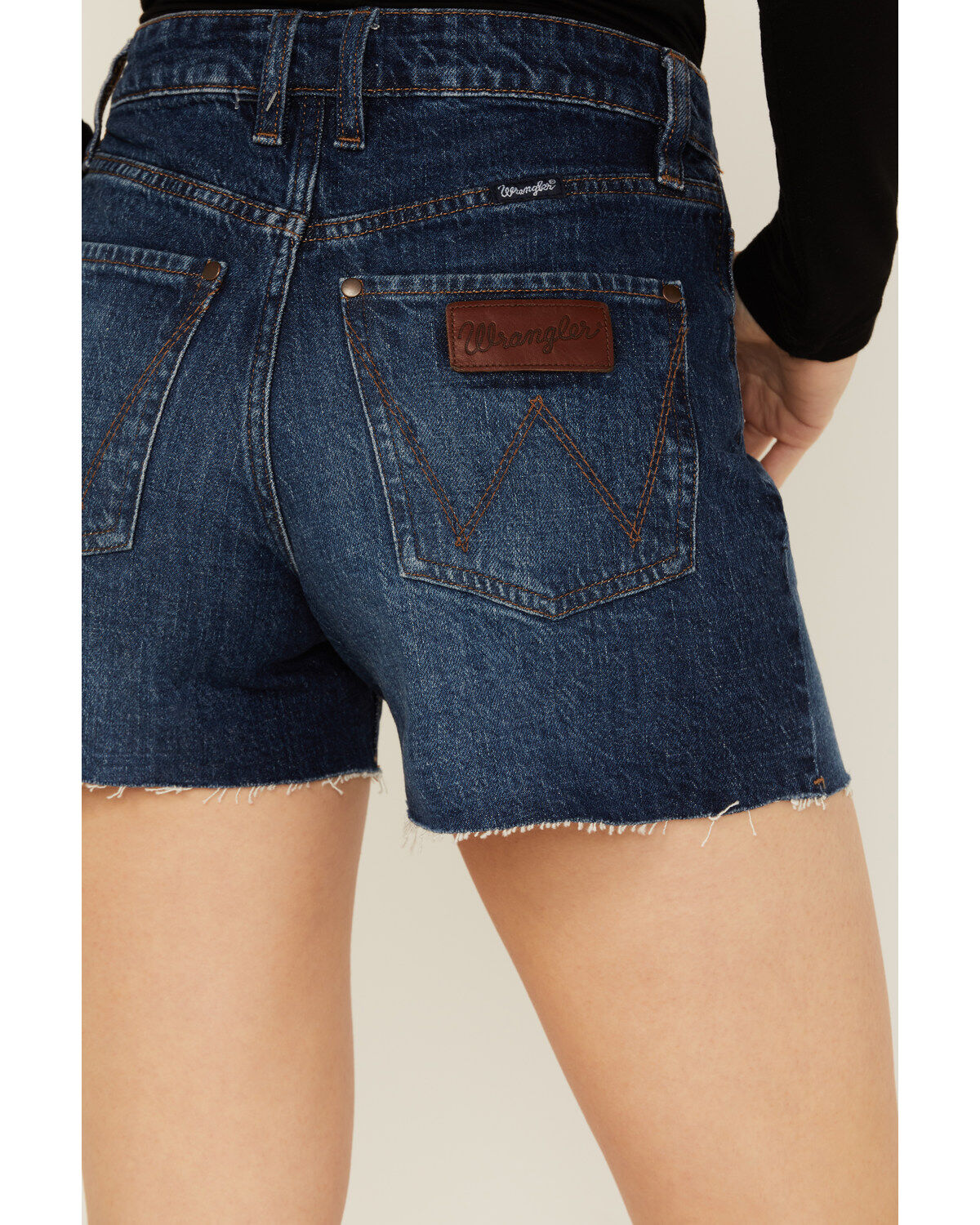 Product Name:  Wrangler Retro Women's Dark Wash Bailey High Rise Cutoff Denim Shorts