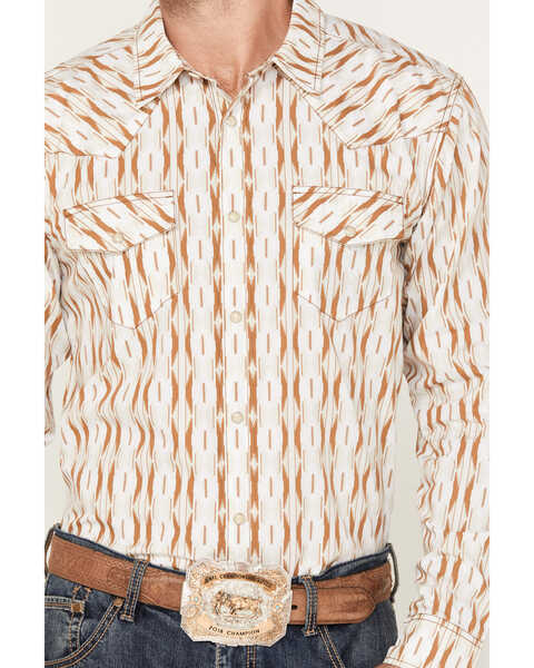 Image #3 - Gibson Men's Old Creek Geo Print Long Sleeve Pearl Snap Western Shirt, White, hi-res