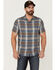 Image #1 - Pendleton Men's Linen Plaid Short Sleeve Button Down Western Shirt, Blue, hi-res