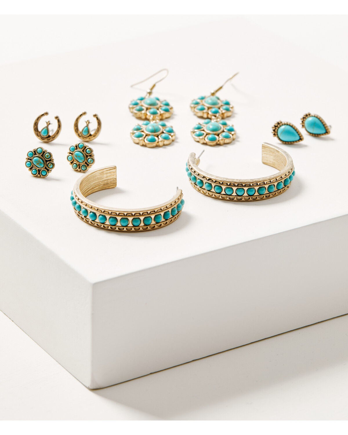 Shyanne Women's Summer Solstice Squash Blossom Earring Set - 5 Piece, Gold, hi-res