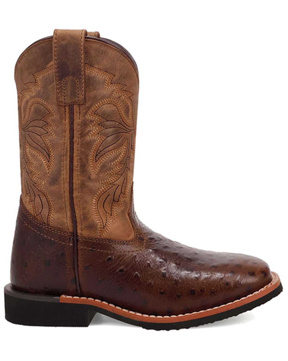 Dan Post Little Boys' Ostrich Print Western Boots - Broad Square Toe