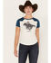 Image #1 - RANK 45® Women's Horse Rider Graphic Raglan Tee, Navy, hi-res
