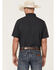 Panhandle Men's Performance Longhorn Print Short Sleeve Button Down Western Shirt , Black, hi-res