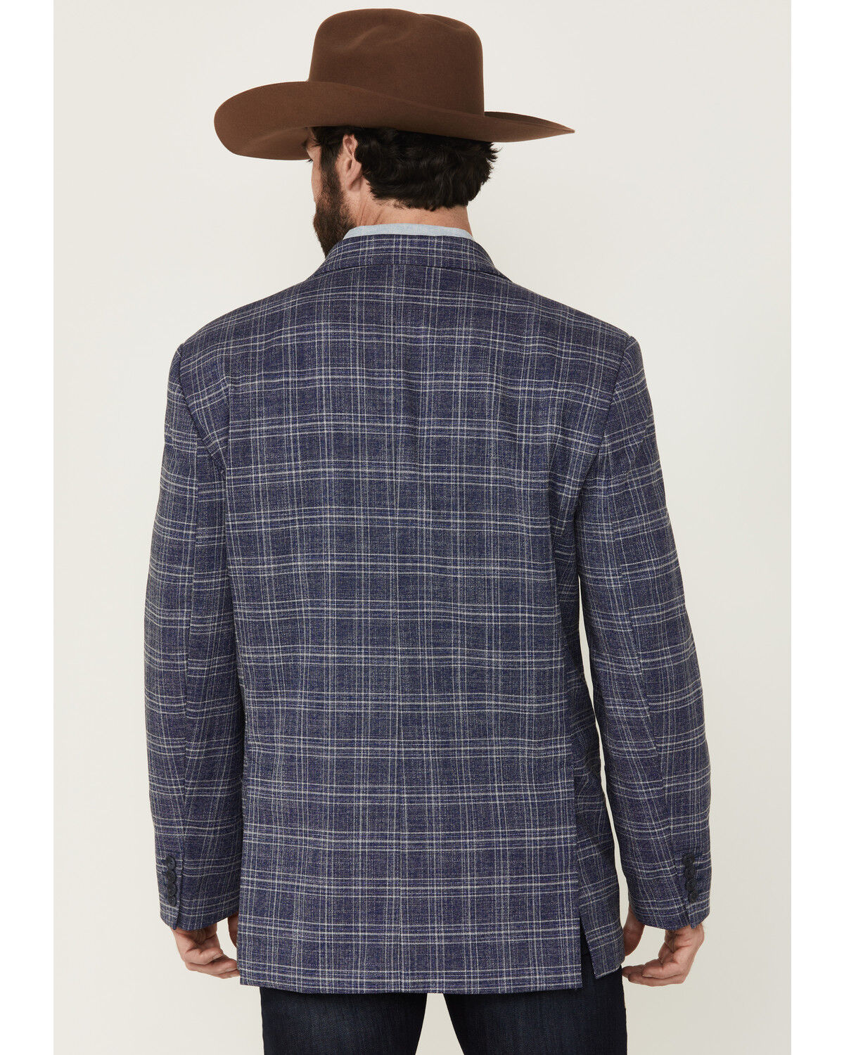 Image #4 - Rock & Roll Denim Men's Plaid Print Modern Fit Sportcoat, Blue, hi-res