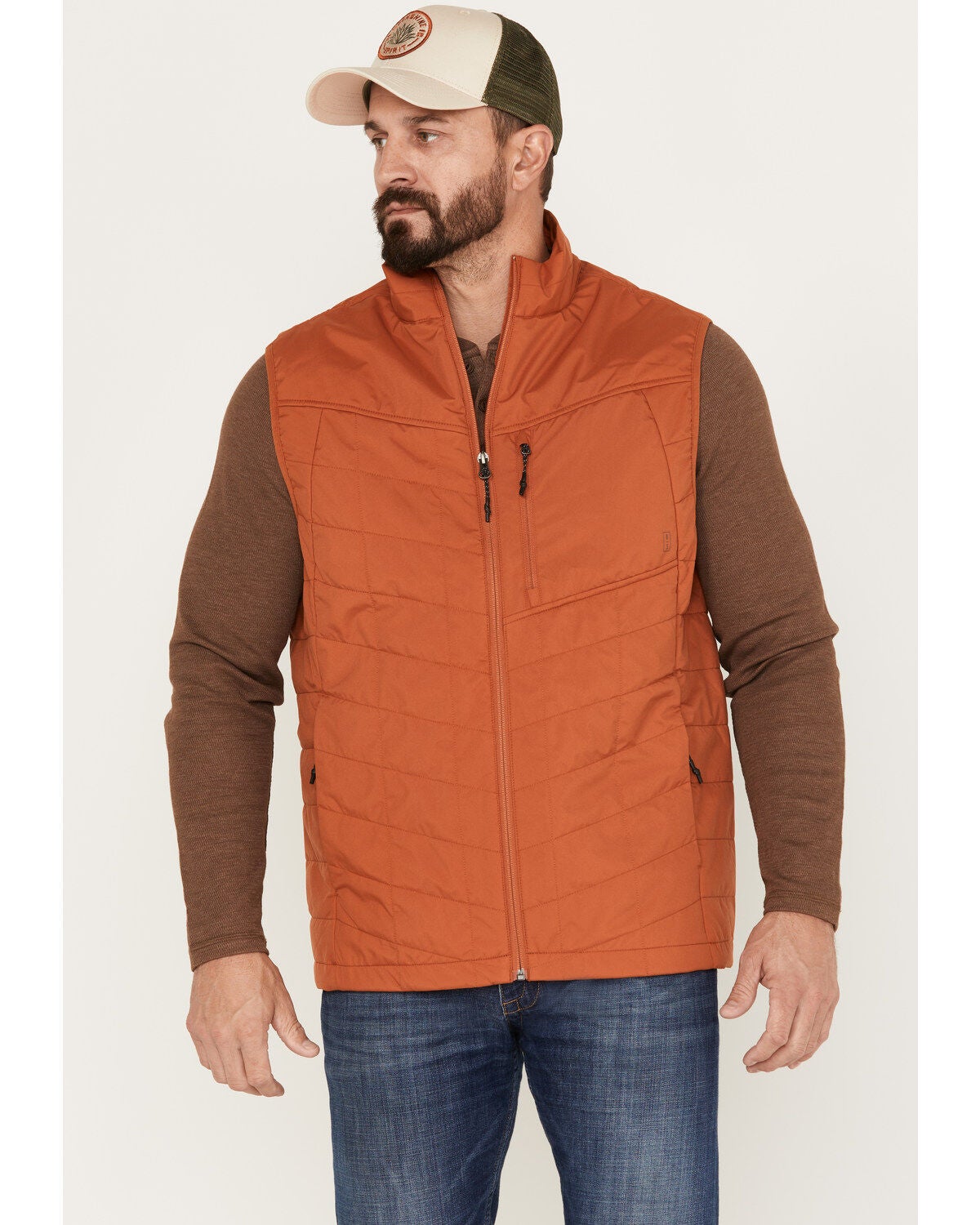 Brothers and Sons Men's Performance Lightweight Puffer Vest, Brown, hi-res