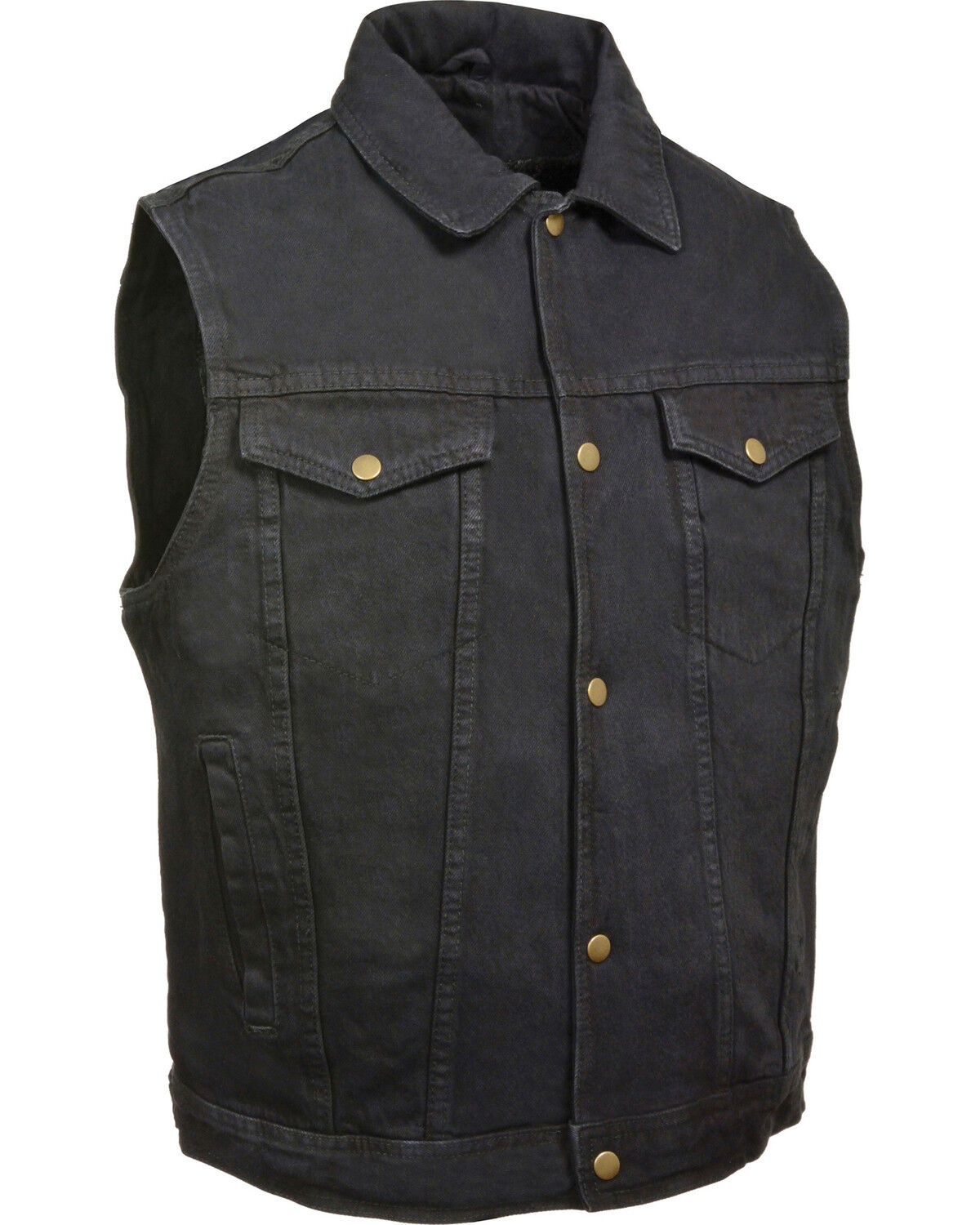 Image #1 - Milwaukee Leather Men's Snap Front Denim Vest with Shirt Collar, Black, hi-res