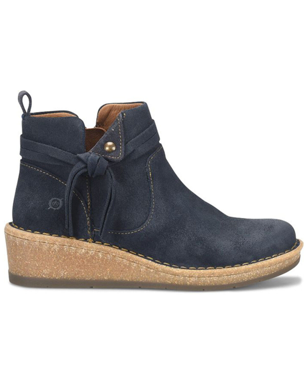 Image #2 - Born Women Vaughn Wedge Booties - Round Toe, Navy, hi-res