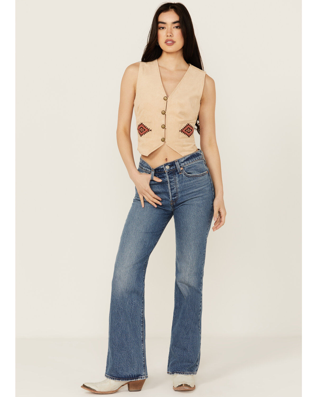 Image #1 - Levi's Premium Fair Point Women's Medium Wash High Rise Straight Stretch Denim Jeans, Medium Wash, hi-res
