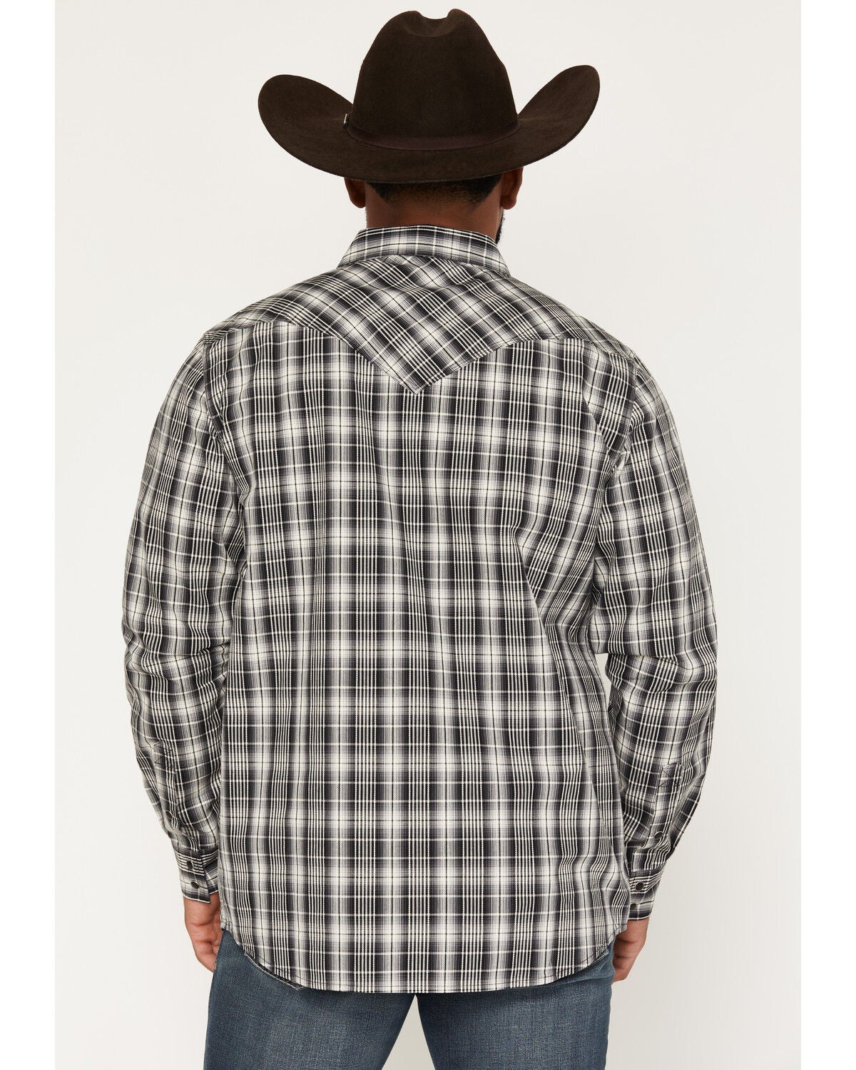 Image #4 - Moonshine Spirit&reg;&nbsp;Men's Kick Back Dobby Plaid Print Long Sleeve Snap Western Shirt, Black, hi-res