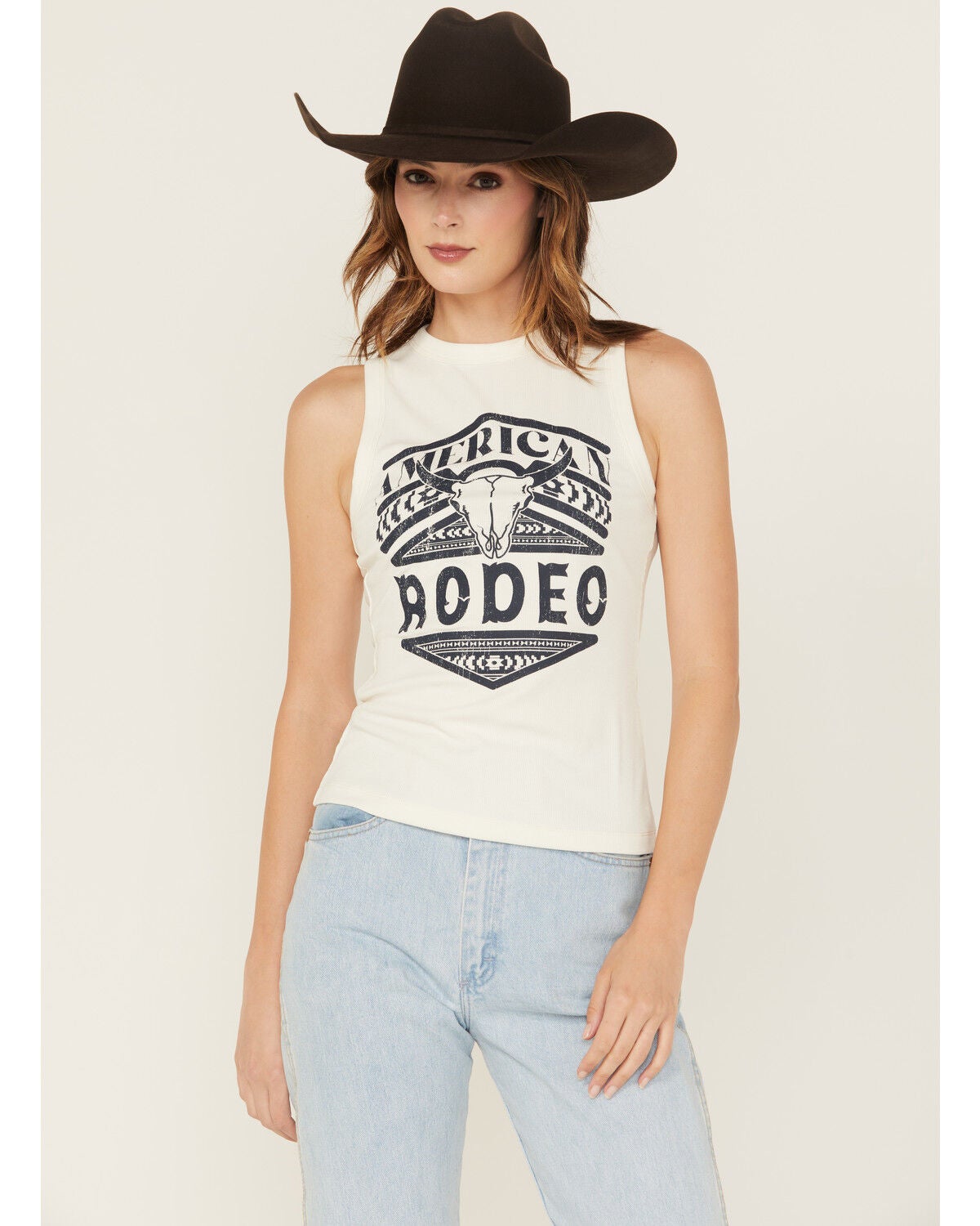 Shyanne Women's American Rodeo Graphic Tank, Ivory, hi-res