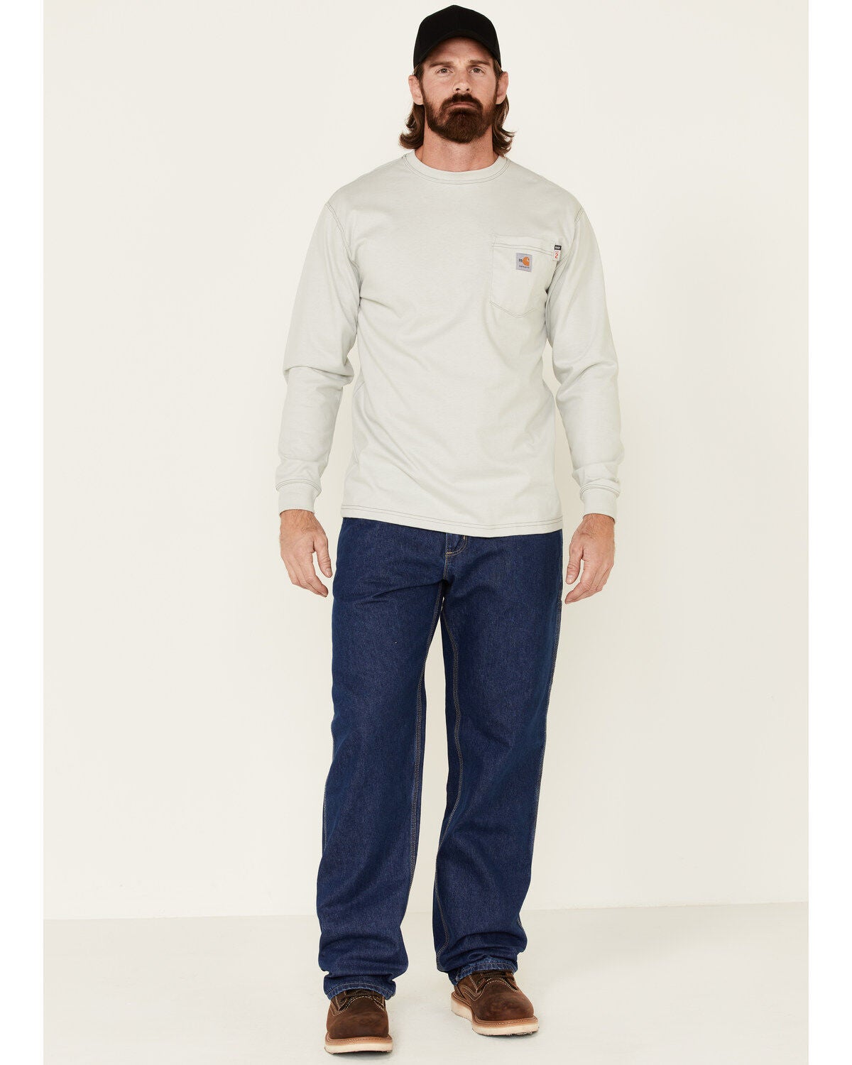 Carhartt Men's Flame-Resistant Denim Dungaree Work Pants, Denim, hi-res